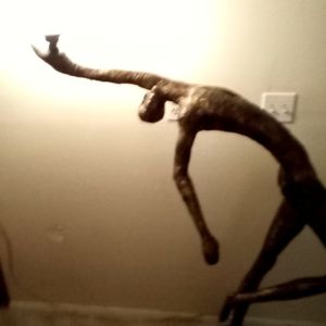 ALBERTO GIA COMETTI FIGURE HOLING AMBER GLASS LAMP